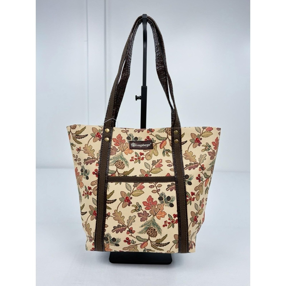 Vintage Longaberger Homestead Autumn Path Tote Bag Fall Leaves Pinecones New